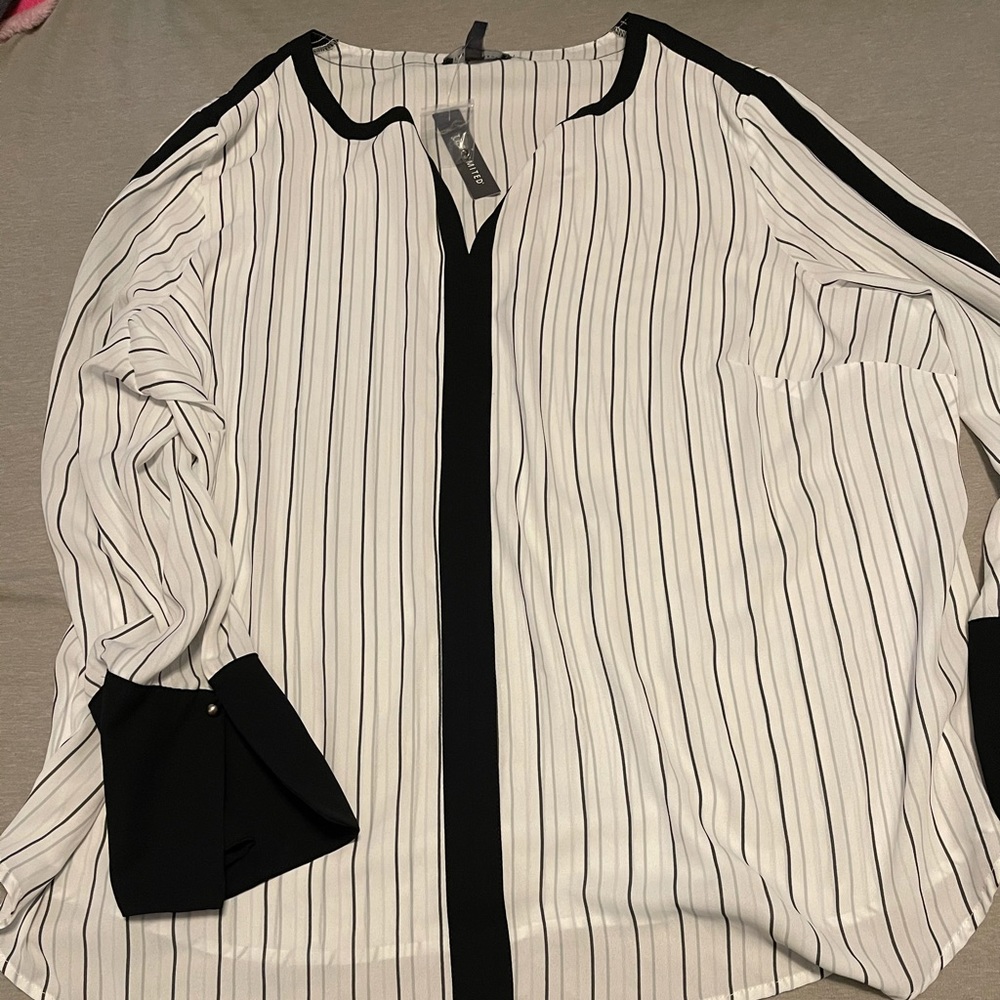 The Limited black & white stripe dressy top NWT